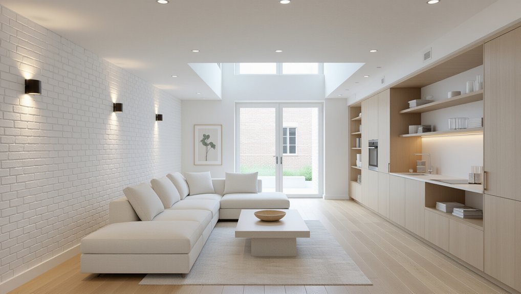 basement renovation with windows
