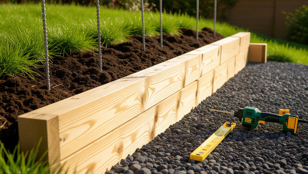 build wooden garden border