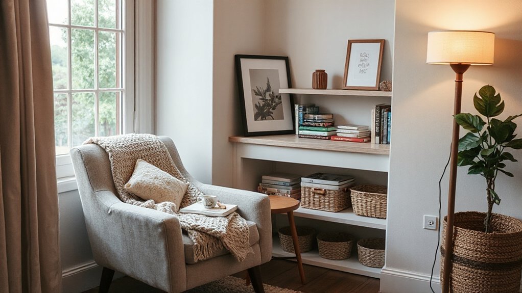 compact storage and calming decor