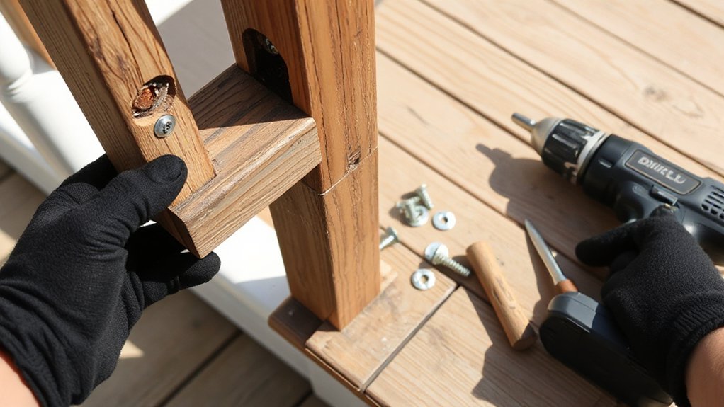 identify loose outdoor handrail joint components