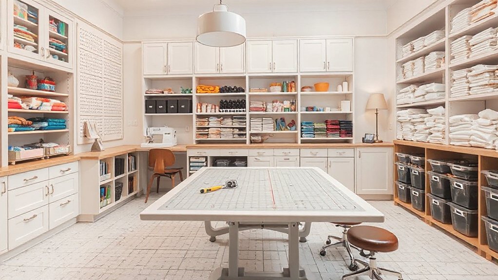 organized craft room zones