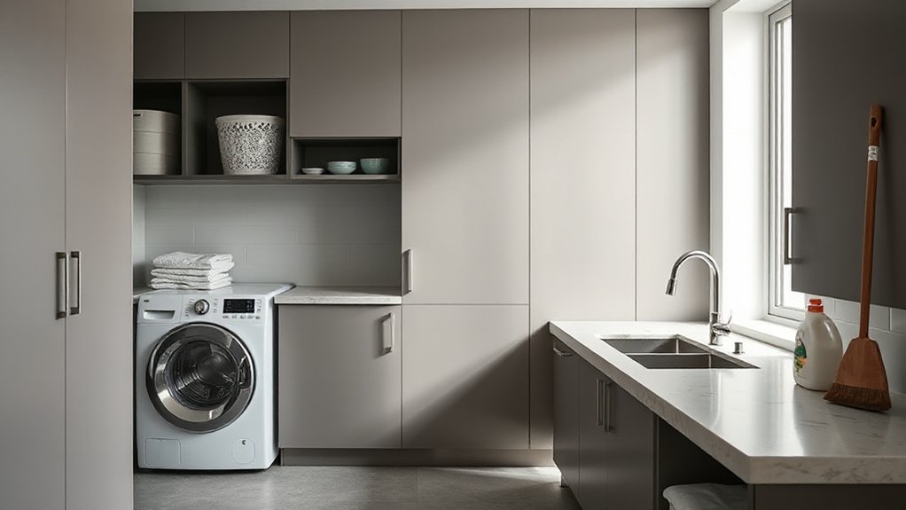 organized hidden laundry storage