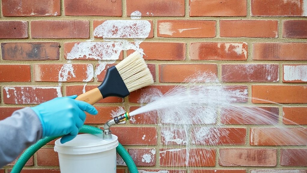 faded exterior brickwork remove efflorescence safely