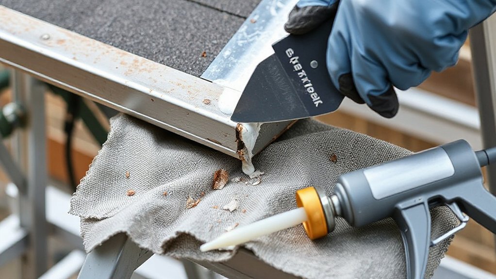 remove old gutter sealant safely