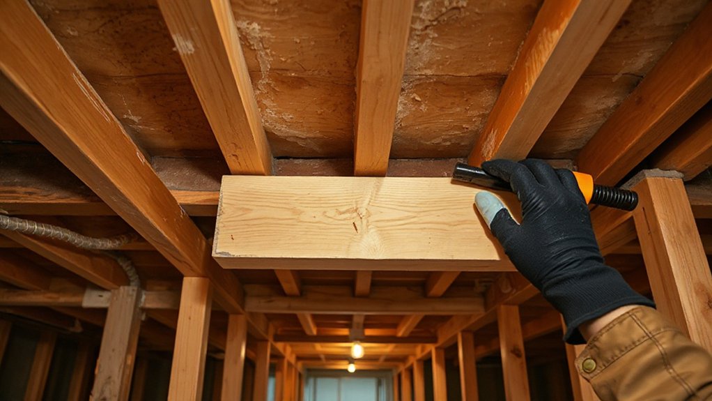 secure subfloor with adhesive