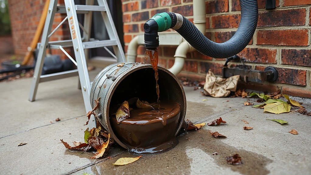 signs of clogged downpipe