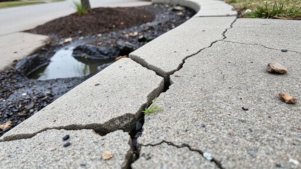 Repairing cracked driveway edges  water weeds freeze damage